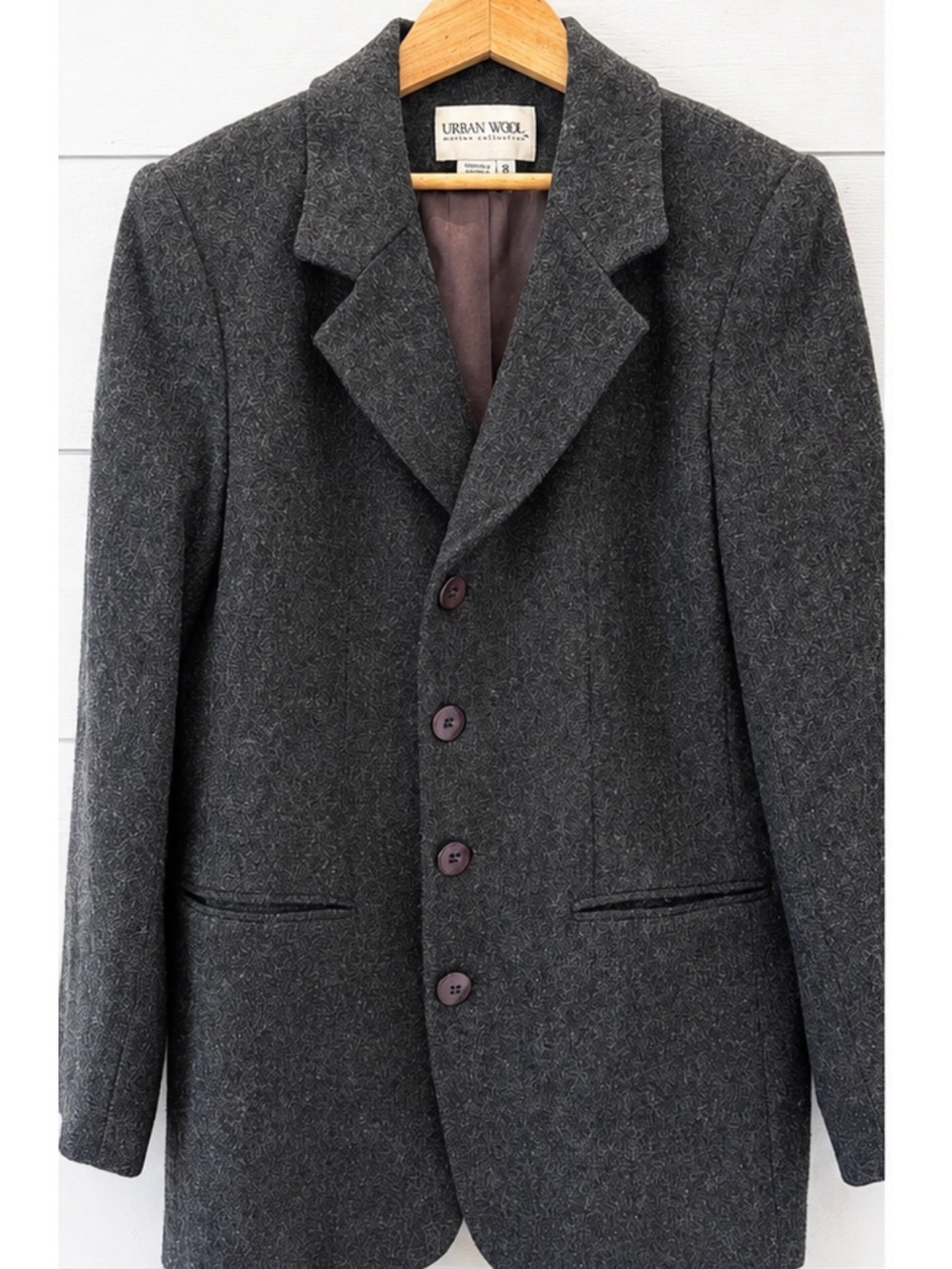 Women's Charcoal Gray Wool Blend Blazer